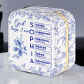 God Says I Am Name Letter In Bible Toile De Jouy Style - Personalized Jewelry Box
