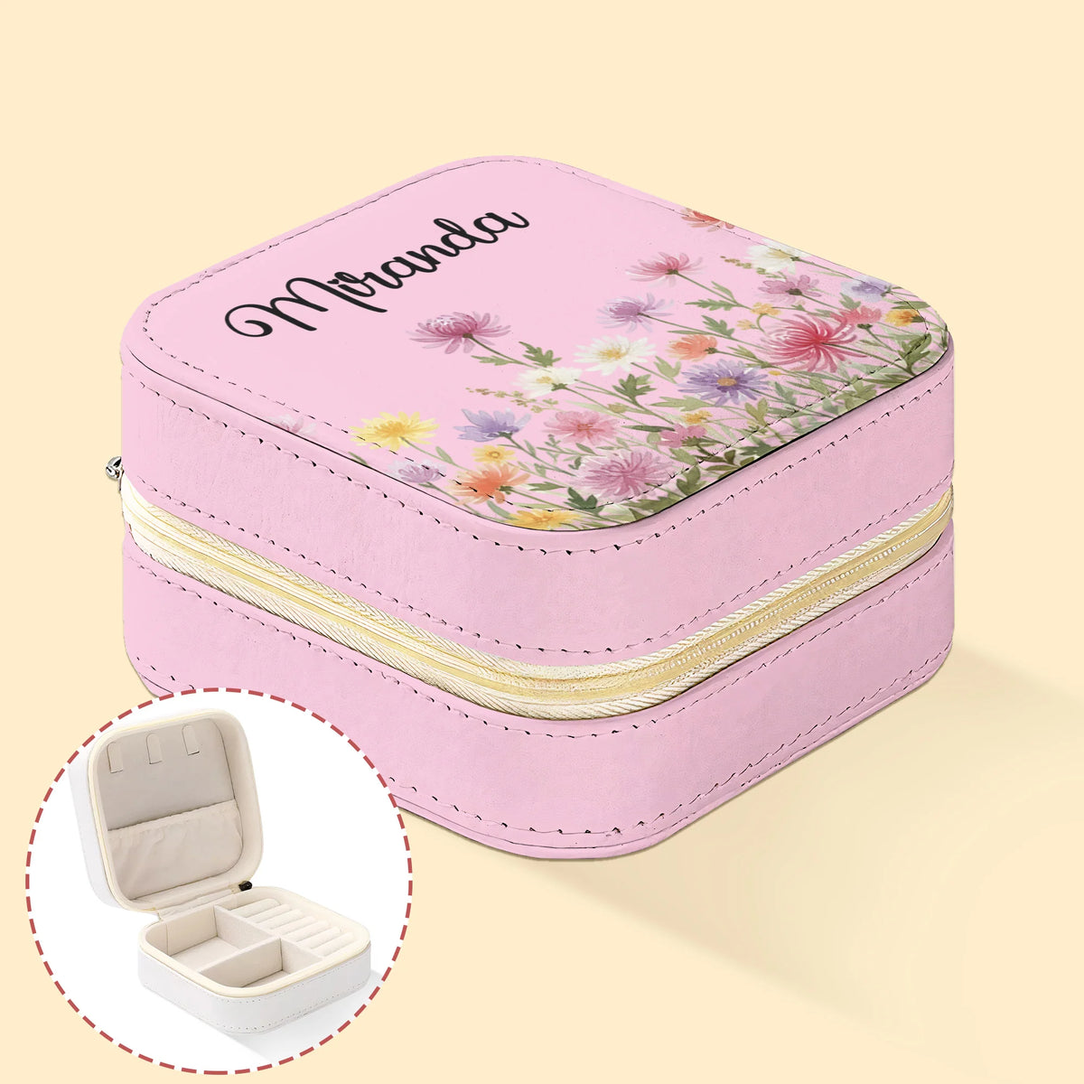 Custom Birth Flower & Name For Her, Daughter, Wife, Sister, Friend - Personalized Jewelry Box